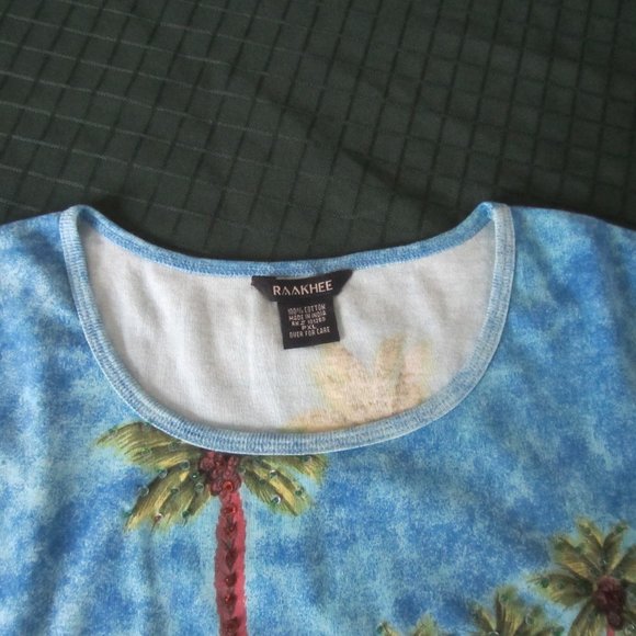 RAAKHEE Women's Multicolor Graphic 3/4 Sleeve Top Size PXL Sequins, Beads - Picture 6 of 11